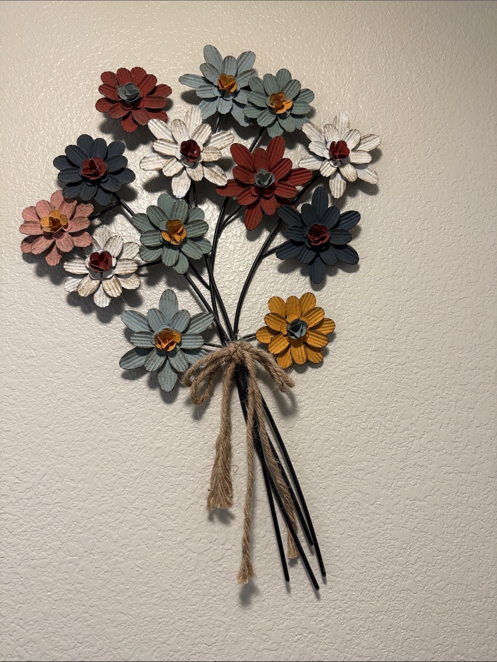 Rustic Multicolor Metal Flower Wall Bouquet - Home Accents
